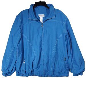 Alfred Dunner Jacket Womens Size Large Blue Windbreaker Lined Long Sleeve Zip